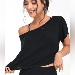 American Apparel cropped tee off shoulder ONE SIZE